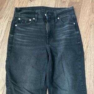American Eagle super high-rise ankle straight black jean